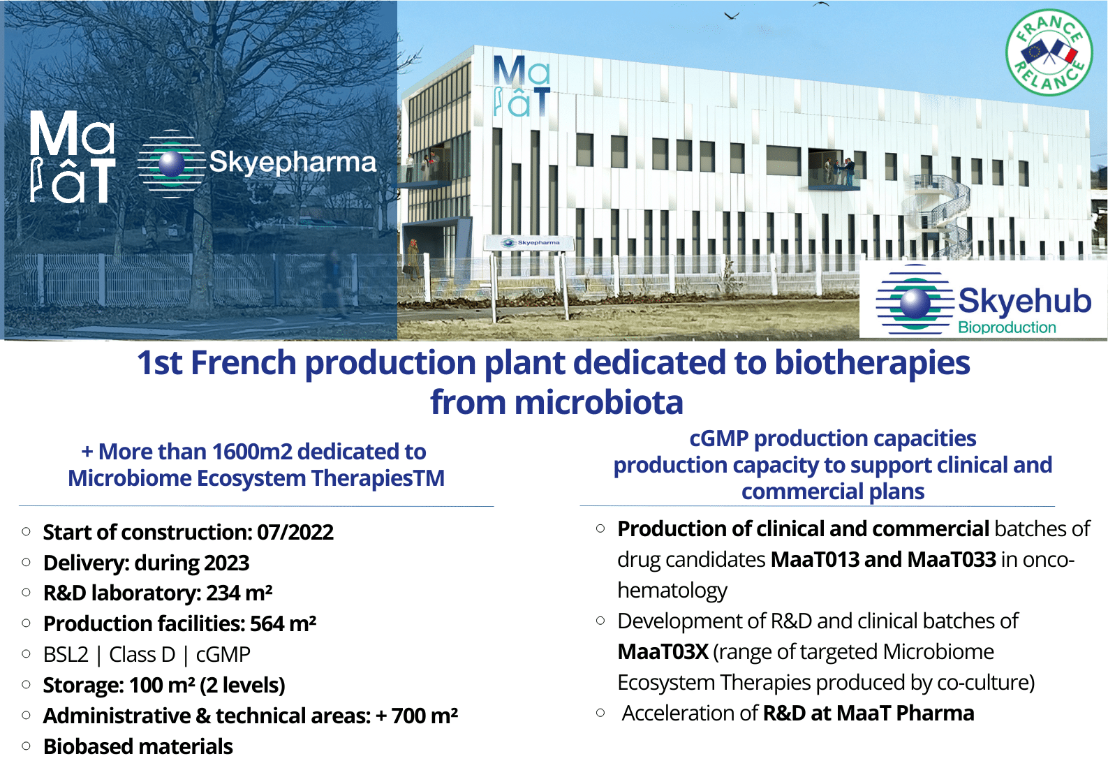 1st French production plant dedicated to biotherapies from microbiota